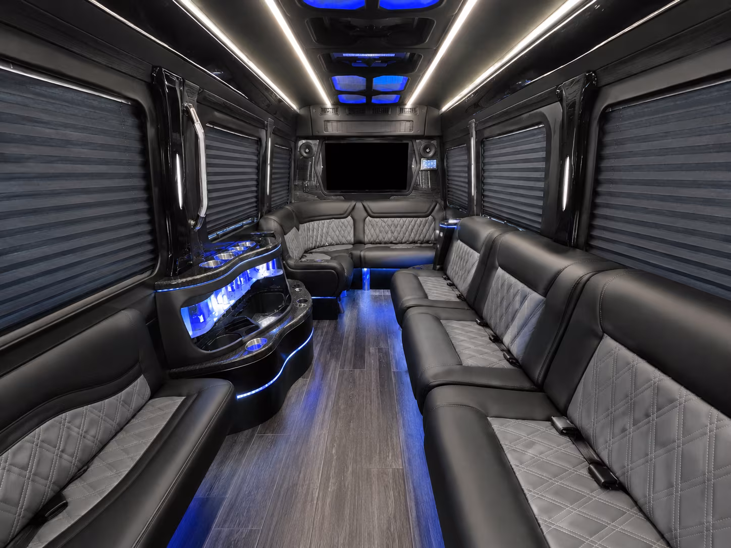 mountain view 18 passenger party bus interior