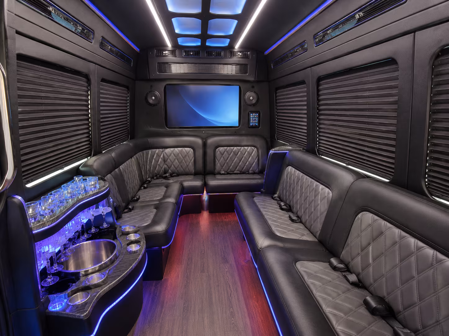 mountain view party bus rental interior